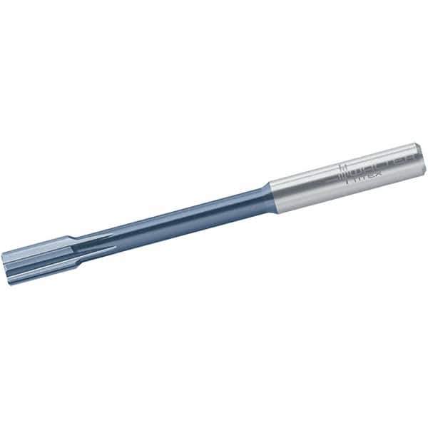 Walter-Titex - 7.98mm Solid Carbide 6 Flute Chucking Reamer - Straight Flute, 8mm Straight Shank, 16mm Flute Length, 100mm OAL - USA Tool & Supply