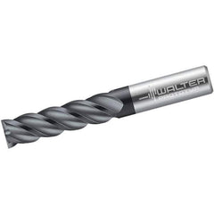 Walter-Prototyp - 3/8", 28.58mm LOC, 3/8" Shank Diam, 3" OAL, 4 Flute, Solid Carbide Square End Mill - Single End, TiAlN Finish, Spiral Flute, 45° Helix, Centercutting, Right Hand Cut, Right Hand Flute - USA Tool & Supply