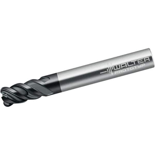 Walter-Prototyp - 12mm, 4 Flute, Single End, Solid Carbide, 1mm Corner Radius End Mill - 83mm OAL, 50° Helix, Right Hand Flute, 26mm LOC, Right Hand Cut - USA Tool & Supply