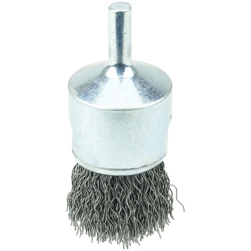 Vortec Pro 1″ Crimped Wire End Brush, .014″ Steel Fill, 1/4″ Stem - USA Tool & Supply