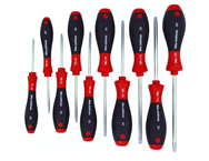 10 Piece - T7s; T8s; T9s; T10s; T20s; T25s; T27s; T30s; T40s Security - Torx SoftFinish® Cushion Grip Screwdriver Set - USA Tool & Supply