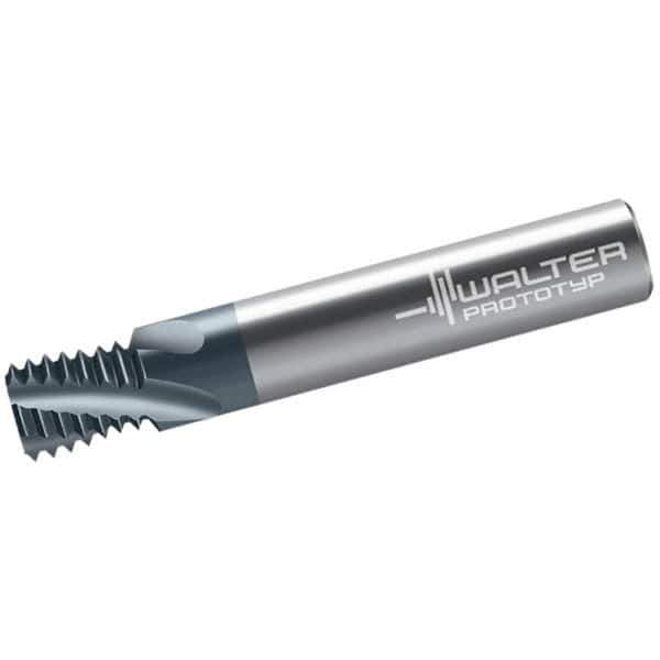 Walter-Prototyp - 0.248" Cutting Diam, 4 Flute, Solid Carbide Helical Flute Thread Mill - Internal Thread, 12.5mm LOC, 58mm OAL, 8mm Shank Diam - USA Tool & Supply