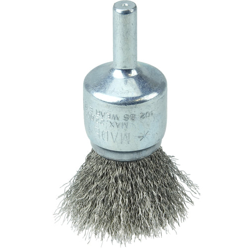 Vortec Pro 3/4″ Crimped Wire End Brush, .006″Stainless Steel Fill, 1/4″ Stem - USA Tool & Supply