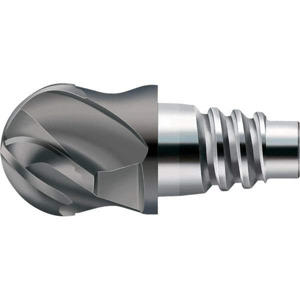 Walter-Prototyp - AH8E Carbide Ball Nose Milling Tip Insert - TiAlN Finish, 4 Flutes, 19.05mm Cutting Diam, 10.49mm Depth of Cut, 21.31mm Extension, 3/8" Cnr Rad - USA Tool & Supply