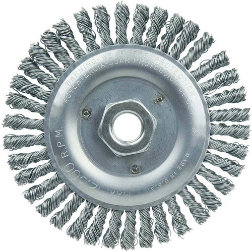 Vortec Pro 5″ Knot Wire Wheel, Stringer Bead Twist, .020″ Steel Fill, 5/8″-11 UNC Nut - USA Tool & Supply