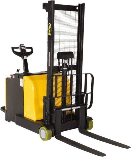 Vestil - 2,000 Lb Capacity, 62" Lift Height, Battery Powered Stacker - 2" Lowered Height, 36-1/4" Fork Length, 36" Overall Width - USA Tool & Supply