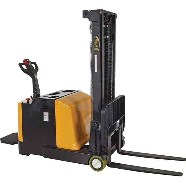 Vestil - 2,000 Lb Capacity, 118" Lift Height, Battery Powered Stacker - 2" Lowered Height, 36-1/4" Fork Length, 34" Overall Width - USA Tool & Supply
