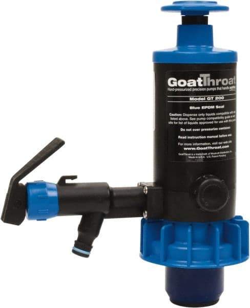 GoatThroat Pumps - 3/8" Outlet, 4 GPM, Polypropylene Hand Operated Transfer Pump - 56" OAL, For up to 55 Gal Drums, For Antifreeze & Other Lightweight Liquids - USA Tool & Supply