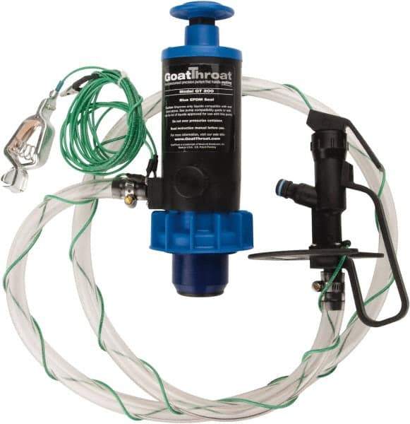 GoatThroat Pumps - 3/8" Outlet, 4 GPM, Polypropylene Hand Operated Transfer Pump - 56" OAL, For up to 55 Gal Drums, For Class I & II Flammable & Combustible Liquids - USA Tool & Supply