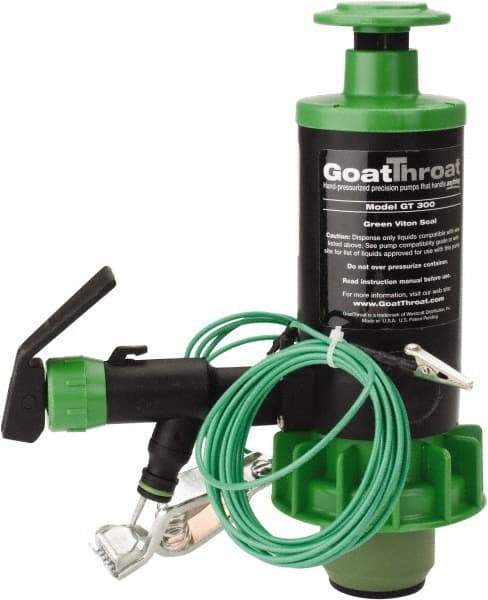 GoatThroat Pumps - 3/8" Outlet, 4 GPM, Polypropylene Hand Operated Transfer Pump - 56" OAL, For up to 55 Gal Drums, For Class I & II Flammable & Combustible Liquids - USA Tool & Supply