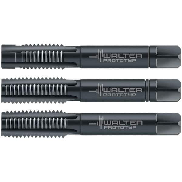 Walter-Prototyp - M2x0.40 Metric, 3 Flute, Modified Bottoming & Plug, Oxide Finish, Cobalt Tap Set - Right Hand Cut, 36mm OAL, 0.315" Thread Length, 6HX Class of Fit, Series 30063 - USA Tool & Supply