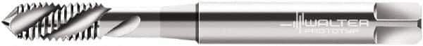Walter-Prototyp - M5x0.80 Metric 3 Flute 6H Modified Bottoming Spiral Flute Tap - Cobalt, Bright Finish, 70mm OAL, Left Hand Flute, Left Hand Thread, Series P205198 - Exact Industrial Supply