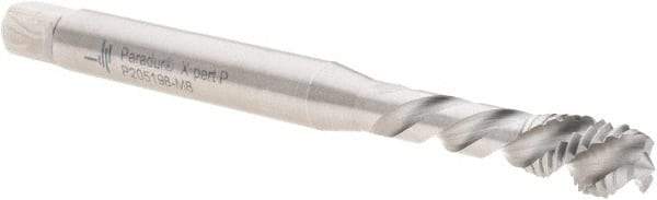 Walter-Prototyp - M8x1.25 Metric 3 Flute 6H Modified Bottoming Spiral Flute Tap - Cobalt, Bright Finish, 90mm OAL, Left Hand Flute, Left Hand Thread, Series P205198 - USA Tool & Supply