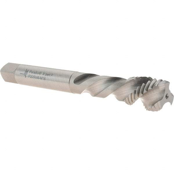 Walter-Prototyp - M16x2.00 Metric 3 Flute 6H Modified Bottoming Spiral Flute Tap - Cobalt, Bright Finish, 110mm OAL, Left Hand Flute, Left Hand Thread, Series P205698 - USA Tool & Supply
