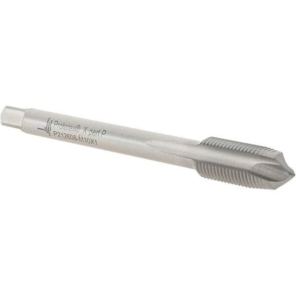 Walter-Prototyp - M10x1.00 Metric Fine, 3 Flute, Bright Finish, Cobalt Spiral Point Tap - Plug Chamfer, Left Hand Thread, 90mm OAL, 20mm Thread Length, 7mm Shank Diam, 6H Class of Fit, Series P212608 - Exact Industrial Supply