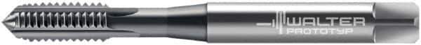 Walter-Prototyp - M4x0.70 Metric 6HX 3 Flute Nitride Finish Cobalt Straight Flute Machine Tap - Modified Bottoming, Right Hand Thread, 63mm OAL, 12mm Thread Length, Oversize - Exact Industrial Supply