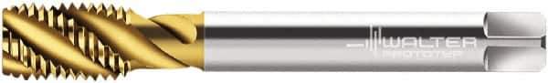 Walter-Prototyp - M12x1.75 Metric 3 Flute 7G Modified Bottoming Spiral Flute Tap - Cobalt, TiN Finish, 110mm OAL, Right Hand Flute, Right Hand Thread, Series P2059905 - USA Tool & Supply