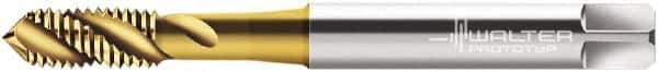 Walter-Prototyp - M5x0.80 Metric 3 Flute 6G Modified Bottoming Spiral Flute Tap - Cobalt, TiN Finish, 70mm OAL, Right Hand Flute, Right Hand Thread, Series P2053905 - Exact Industrial Supply