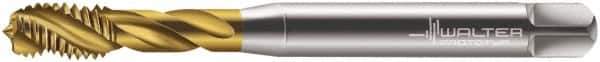 Walter-Prototyp - M7x1.00 Metric 3 Flute 6H Modified Bottoming Spiral Flute Tap - Cobalt, TiN Finish, 80mm OAL, Right Hand Flute, Right Hand Thread, Series 7051775 - Exact Industrial Supply