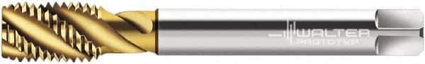 Walter-Prototyp - M12x1.75 Metric 3 Flute 6G Modified Bottoming Spiral Flute Tap - Cobalt, TiN Finish, 110mm OAL, Right Hand Flute, Right Hand Thread, Series P2058905 - USA Tool & Supply