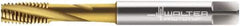 Walter-Prototyp - M10x1.50 Metric 3 Flute 6H Modified Bottoming Spiral Flute Tap - Cobalt, TiN Finish, 100mm OAL, Right Hand Flute, Right Hand Thread, Series 2041215 - USA Tool & Supply