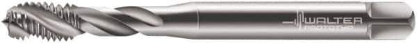 Walter-Prototyp - M2.3x0.40 Metric 3 Flute 6H Modified Bottoming Spiral Flute Tap - Cobalt, Bright Finish, 45mm OAL, Right Hand Flute, Right Hand Thread, Series 7051770 - Exact Industrial Supply