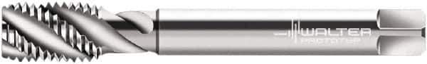 Walter-Prototyp - M8x1.00 Metric Fine, 3 Flute, 45° Helix, Modified Bottoming Chamfer, Bright Finish, Cobalt Spiral Flute STI Tap - Right Hand Flute, 3.5433" OAL, 0.2756" Shank Diam, 0.4724" Thread Length, 6H Class of Fit, Series P215599 - Exact Industrial Supply