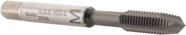 Walter-Prototyp - 1/4-28 UNF, 3 Flute, Hardlube Finish, Cobalt Spiral Point Tap - Plug Chamfer, Right Hand Thread, 2-1/2" OAL, 16mm Thread Length, 6.48mm Shank Diam, 3B Class of Fit, Series A2320302 - Exact Industrial Supply
