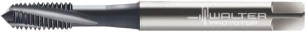 Walter-Prototyp - M6x1.00 Metric 3 Flute 6H Modified Bottoming Spiral Flute Tap - Cobalt, TiCN Finish, 80mm OAL, Right Hand Flute, Right Hand Thread, Series 2041006 - USA Tool & Supply