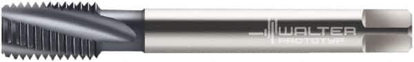Walter-Prototyp - M10x1.00 Metric Fine 3 Flute 6H Modified Bottoming Spiral Flute Tap - Cobalt, TiCN Finish, 90mm OAL, Right Hand Flute, Right Hand Thread, Series 2146006 - USA Tool & Supply