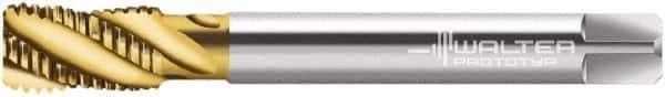 Walter-Prototyp - 1/8-28" BSPP, 3 Flutes, Modified Bottoming Chamfer, TiN Coated, Cobalt British Standard Pipe Tap - 0.2756" Shank Diam, 0.2165" Square Size, Series M2456305 - Exact Industrial Supply