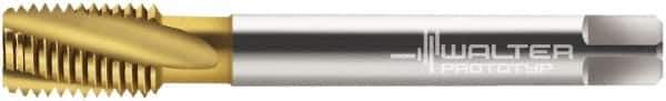 Walter-Prototyp - M14x2.00 Metric 3 Flute 6H Modified Bottoming Spiral Flute Tap - Cobalt, TiN Finish, 110mm OAL, Right Hand Flute, Right Hand Thread, Series 204605 - USA Tool & Supply