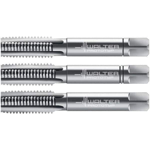 Walter-Prototyp - M12x1.75 Metric, 4 Flute, Modified Bottoming, Plug & Taper, Bright Finish, High Speed Steel Tap Set - Right Hand Cut, 75mm OAL, 63/64" Thread Length, 6H Class of Fit, Series 30060 - USA Tool & Supply