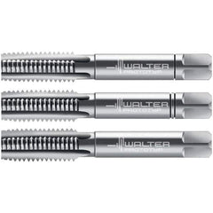 Walter-Prototyp - M5x0.80 Metric, 3 Flute, Modified Bottoming, Plug & Taper, Bright Finish, High Speed Steel Tap Set - Right Hand Cut, 50mm OAL, 0.5118" Thread Length, 6H Class of Fit, Series 30060 - USA Tool & Supply