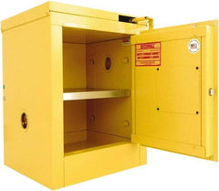 Securall Cabinets - 1 Door, 1 Shelf, Yellow Steel Standard Safety Cabinet for Flammable and Combustible Liquids - 24" High x 17" Wide x 17" Deep, Self Closing Door, 3 Point Key Lock, 4 Gal Capacity - USA Tool & Supply