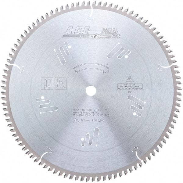 Amana Tool - 12" Diam, 5/8" Arbor Hole Diam, 100 Tooth Wet & Dry Cut Saw Blade - Carbide-Tipped, Clean Action, Standard Round Arbor - USA Tool & Supply