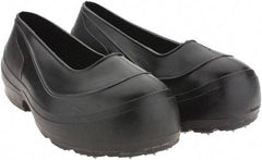 Winter Walking - Men's 2XL (Women's XL) Chemical Resistant Overshoes - 4" High, Plain Toe, Cleated Sole, Polyurethane Upper, Black - USA Tool & Supply