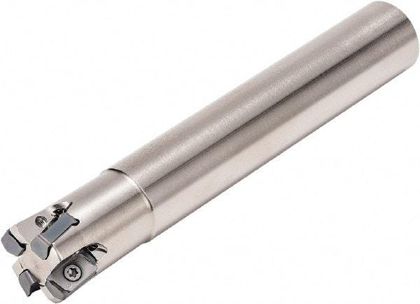 Kyocera - 31.75mm Cut Diam, 0.9906mm Max Depth, 1-1/4" Shank Diam, Weldon Shank Indexable High-Feed End Mill - Screw Holding Method, LOGU 030310ER-GM Insert, MFH Toolholder, Through Coolant - USA Tool & Supply