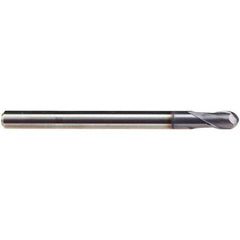Emuge - 6mm Diam, 10mm LOC, 2 Flute Solid Carbide Ball End Mill - TiAlN Finish, Single End, 100mm OAL, 6mm Shank Diam, Ball Flute - USA Tool & Supply