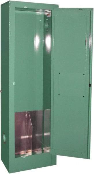 Securall Cabinets - 1 Door, Green Steel Standard Safety Cabinet for Flammable and Combustible Liquids - 44" High x 14" Wide x 9" Deep, Manual Closing Door, 3 Point Key Lock, D, E Cylinder Capacity - USA Tool & Supply