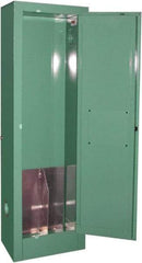 Securall Cabinets - 1 Door, Green Steel Standard Safety Cabinet for Flammable and Combustible Liquids - 44" High x 14" Wide x 9" Deep, Manual Closing Door, 3 Point Key Lock, D, E Cylinder Capacity - USA Tool & Supply