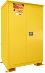 Securall Cabinets - 2 Door, 2 Shelf, Yellow Steel Standard Safety Cabinet for Flammable and Combustible Liquids - 69" High x 43" Wide x 31" Deep, Manual Closing Door, 3 Point Key Lock, 90 Gal Capacity - USA Tool & Supply