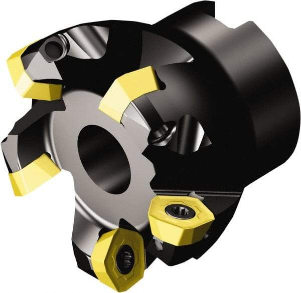 Sandvik Coromant - 69.3mm Cut Diam, 27mm Arbor Hole, 2mm Max Depth of Cut, 19° Indexable Chamfer & Angle Face Mill - 7 Inserts, 419R-1405 Insert, Right Hand Cut, Series CoroMill 419 - USA Tool & Supply