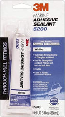 3M - 3 oz Tube White Polyurethane Marine Adhesive Sealant - 190°F Max Operating Temp, 48 hr Tack Free Dry Time - USA Tool & Supply