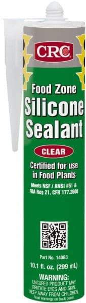 CRC - 10.1 oz Cartridge Clear Hydroxy-Terminated Polydimethylsiloxane/Silica Food Grade Silicone Sealant - -70 to 400°F Operating Temp, 60 min Tack Free Dry Time, 24 hr Full Cure Time - USA Tool & Supply