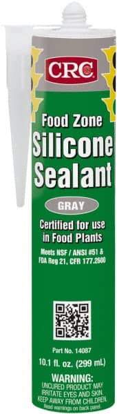 CRC - 10.1 oz Cartridge Gray Hydroxy-Terminated Polydimethylsiloxane/Silica Food Grade Silicone Sealant - -70 to 400°F Operating Temp, 60 min Tack Free Dry Time, 24 hr Full Cure Time - USA Tool & Supply