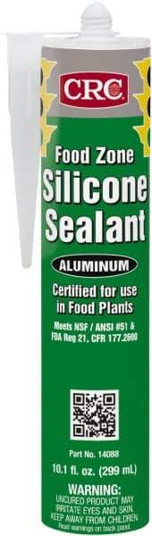 CRC - 10.1 oz Cartridge Silver Hydroxy-Terminated Polydimethylsiloxane/Silica Food Grade Silicone Sealant - -70 to 400°F Operating Temp, 60 min Tack Free Dry Time, 24 hr Full Cure Time - USA Tool & Supply