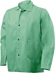 Steiner - Size L Flame Resistant/Retardant Jacket - Green, Cotton & Nylon, Snaps Closure, 48 to 50" Chest - USA Tool & Supply