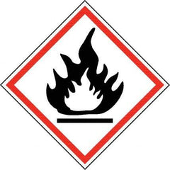 NMC - Hazardous Materials Label, Header: Flammable Warning - Legend: GHS - Graphic, English, Black & Red, 4" Long x 4" High, No Coating - USA Tool & Supply