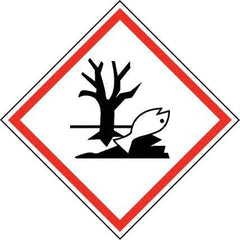 NMC - Hazardous Materials Label, Header: Dangerous for Environment Warning - Legend: GHS - Graphic, English, Black & Red, 4" Long x 4" High, No Coating - USA Tool & Supply